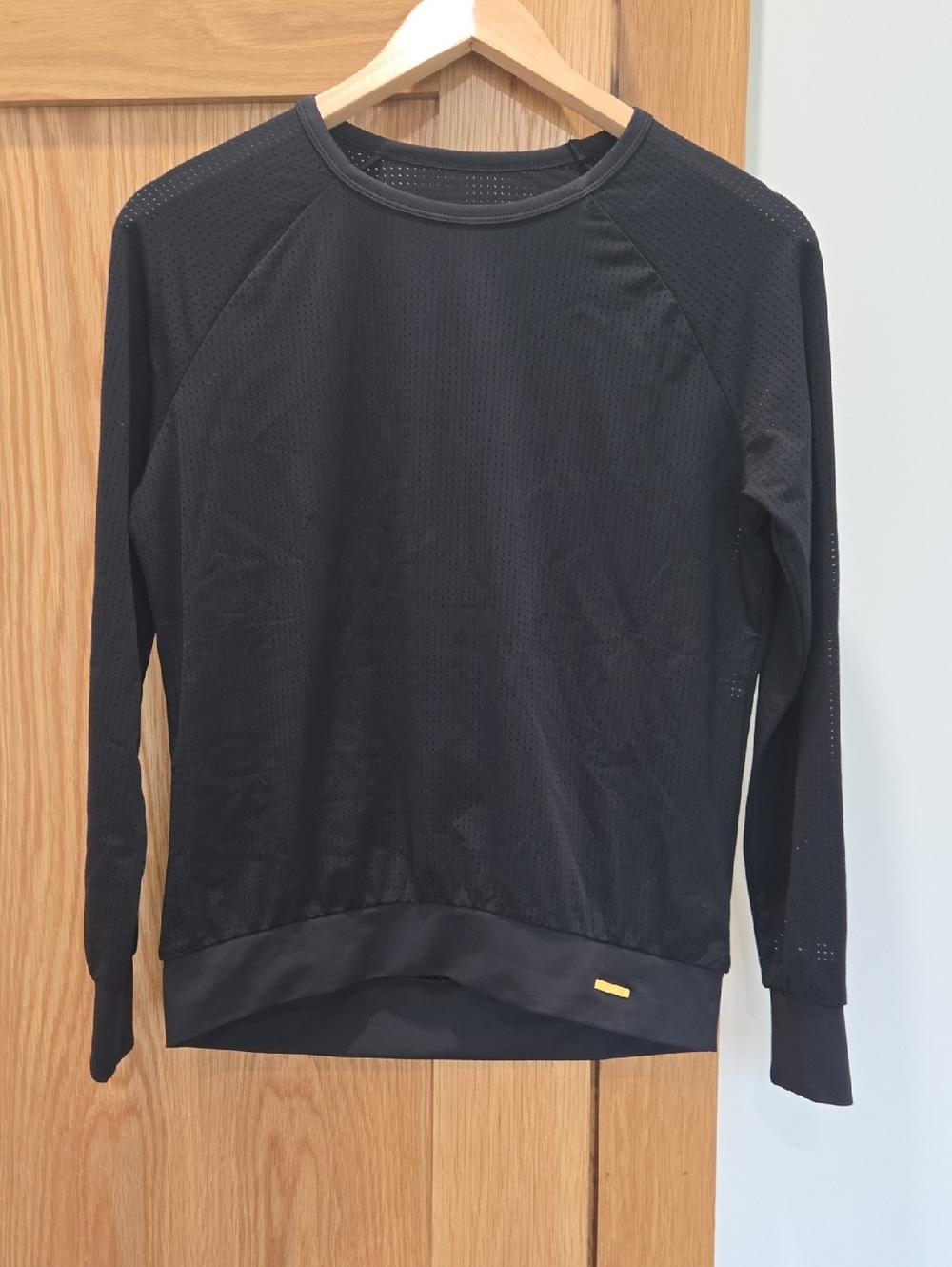 Cleo Harper Black Long Sleeve Mesh Crewneck Top